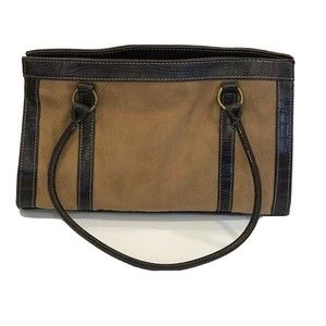 Sag Harbor Tan Faux Suede shoulder bag purse tote Faux brown patent leat…